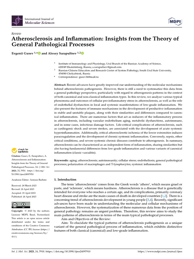 Atherosclerosis: Inflammation Insights | PDF | Atherosclerosis | Atheroma