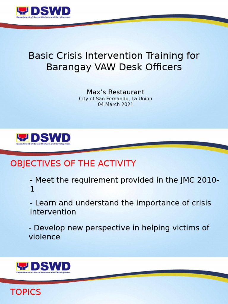 Crisis Intervention Training for VAW Officers | PDF | Violence ...