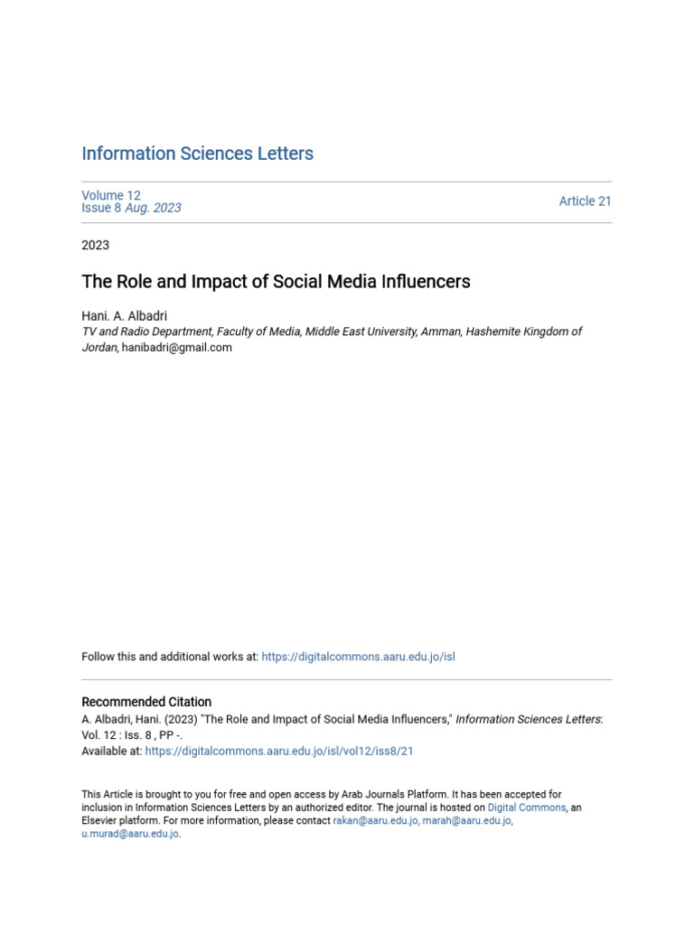 The Role and Impact of Social Media Influencers | PDF | Social Media ...