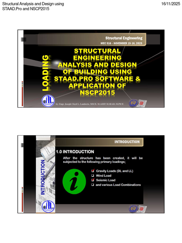 STAAD_TRAINING_MODULE_2_MEC_516 | PDF | Structural Analysis ...