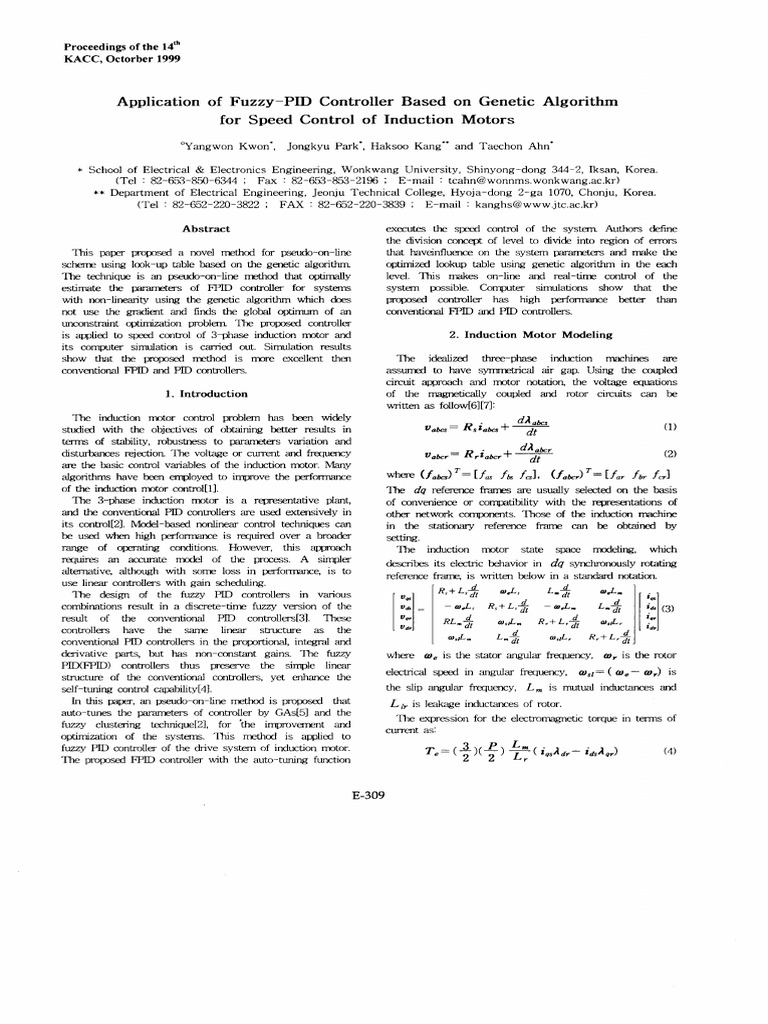Application of Fuzzy-PID Controller Based On Genetic Algorithm | PDF