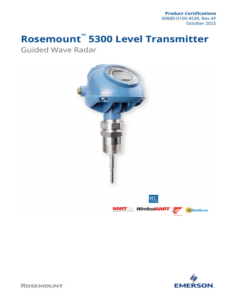 Rosemount 5300 Level Transmitter Certifications | PDF | Electrostatic ...