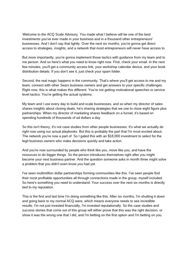 (Scripts) $100M Scale Advisory Script | PDF