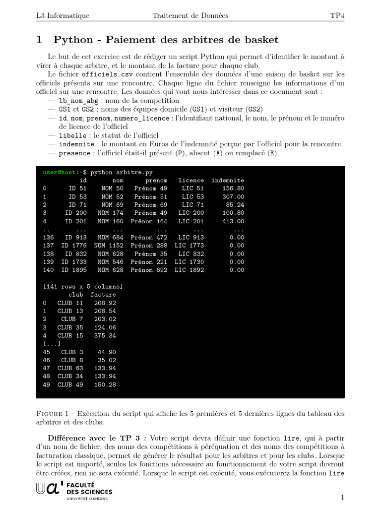Script Python pour paiement arbitres basket | PDF | Informatique