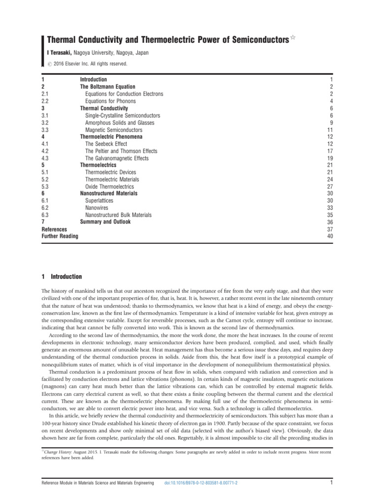 Thermal Conductivity in Semiconductors | PDF | Electrical Resistivity ...