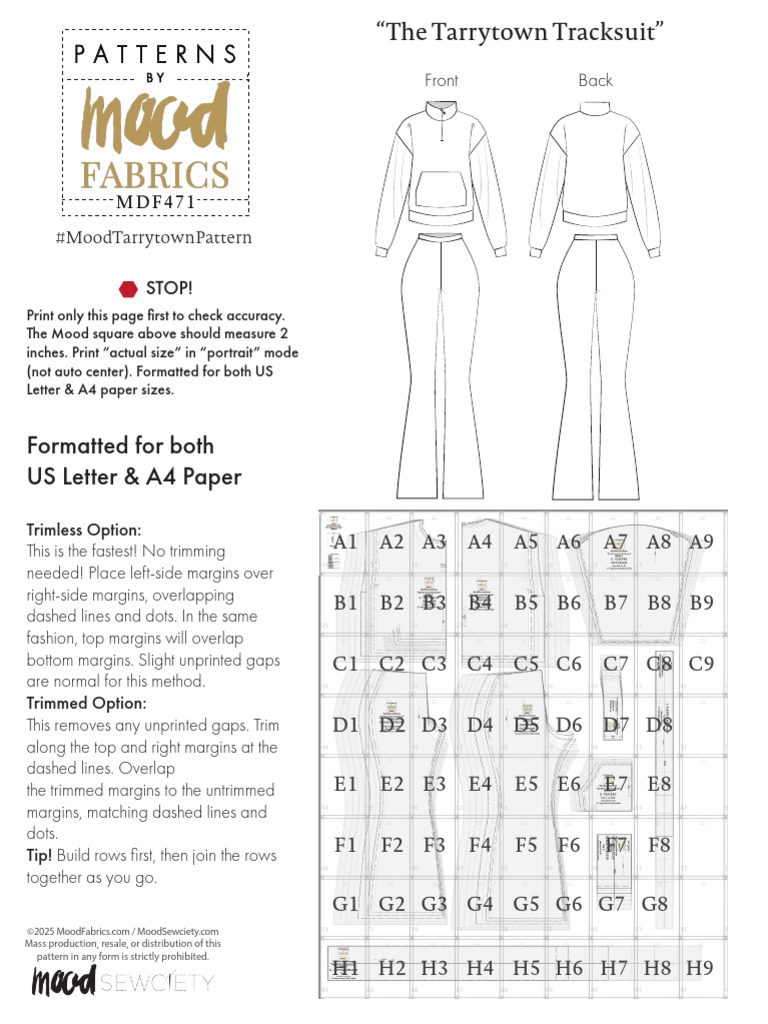 Tarrytown Tracksuit Sewing Pattern | PDF | Trousers | Chess
