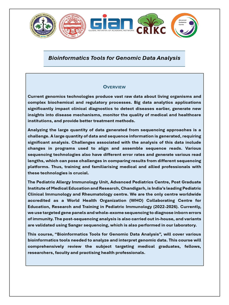Bioinformatics Tools for Genomic Analysis | PDF | Bioinformatics | Dna ...