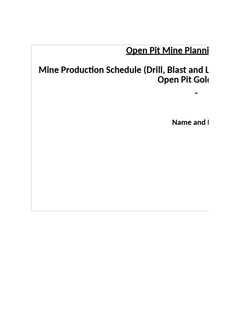 Open Pit Gold Mine Production Planning | PDF | Mining | Truck