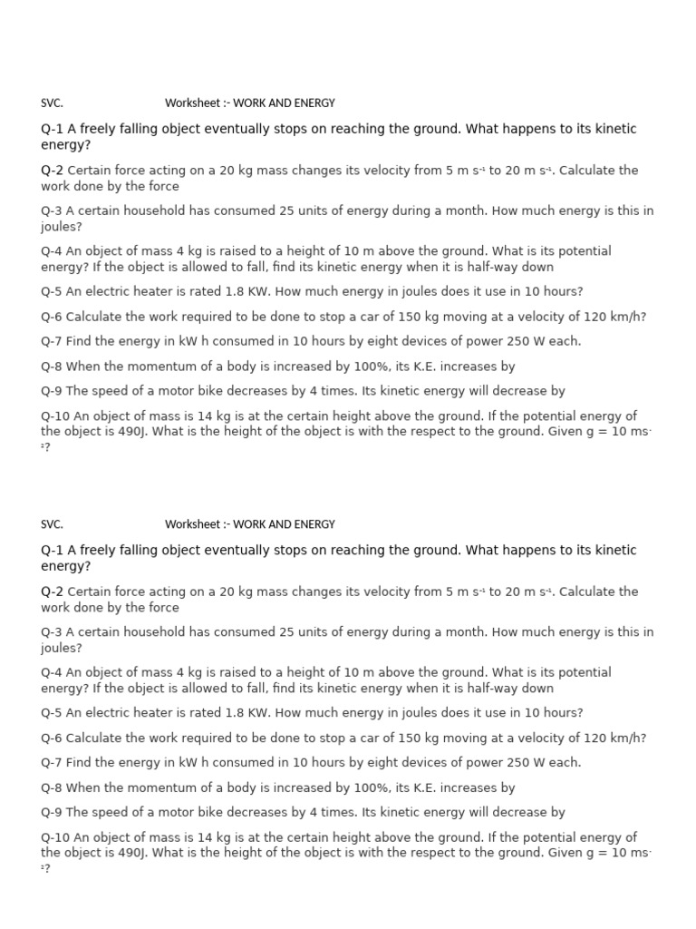Work and Energy Test 25 Dec 23 | PDF