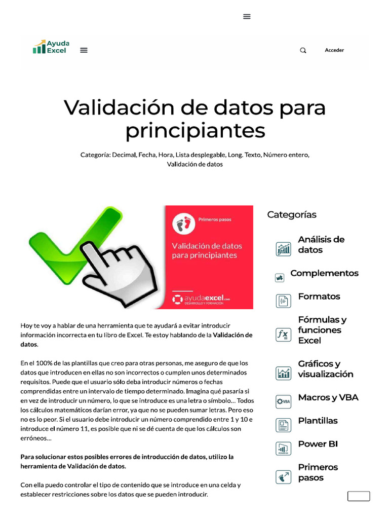 Validacion de Datos para Principiantes | PDF