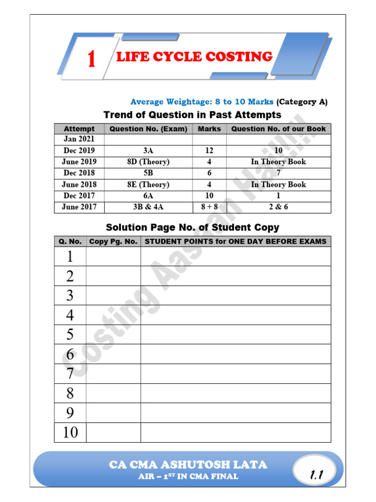 Life Cycle Costing Analysis for CMA Exams | PDF | Net Present Value ...