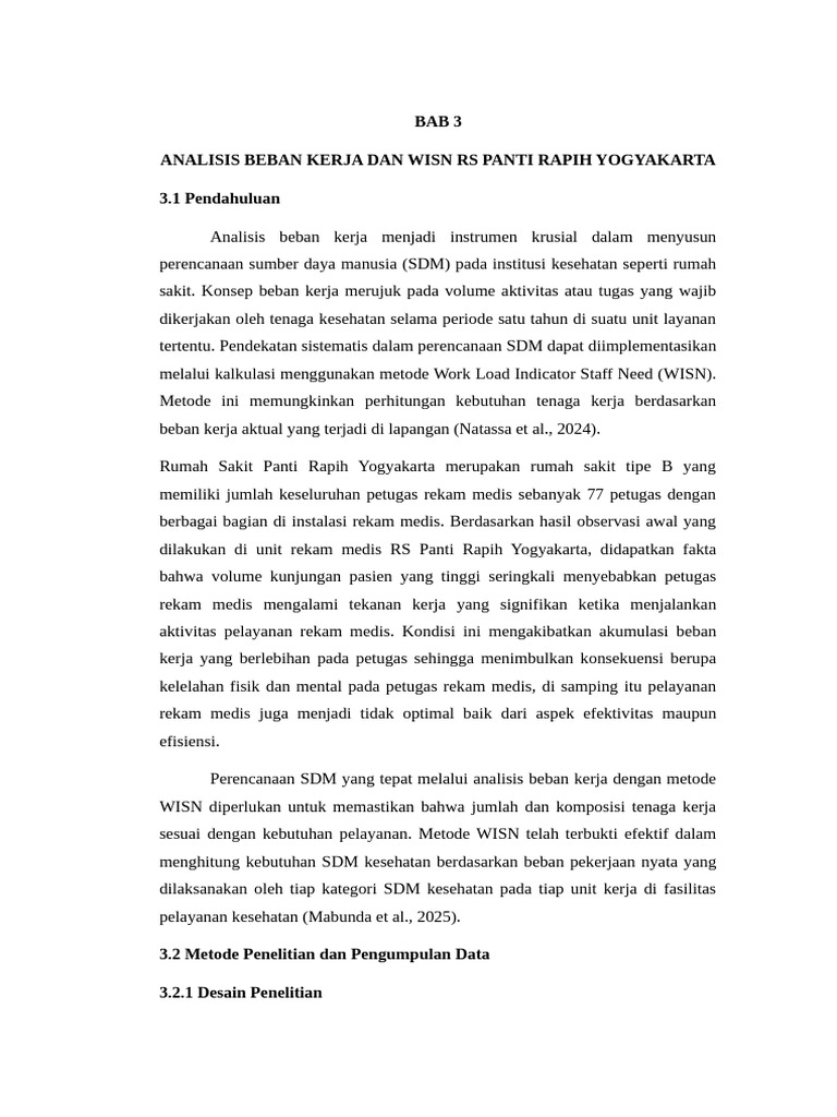 Analisis Beban Kerja RS Panti Rapih Yogyakarta | PDF