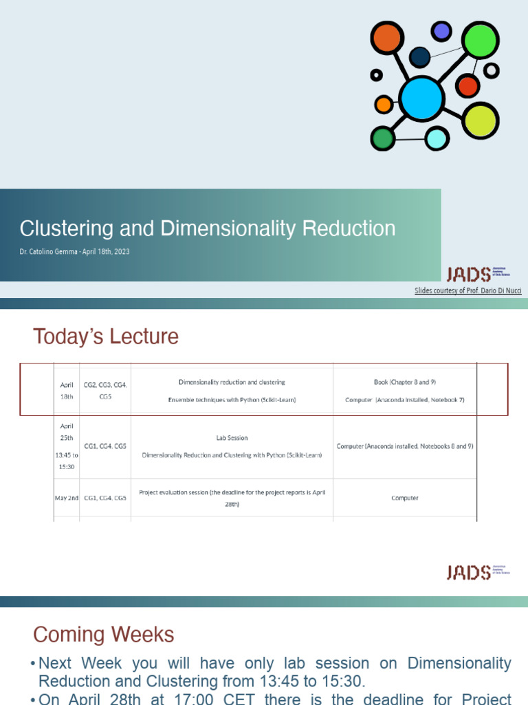 Dimensionality Reduction & Clustering Guide | PDF | Principal Component ...