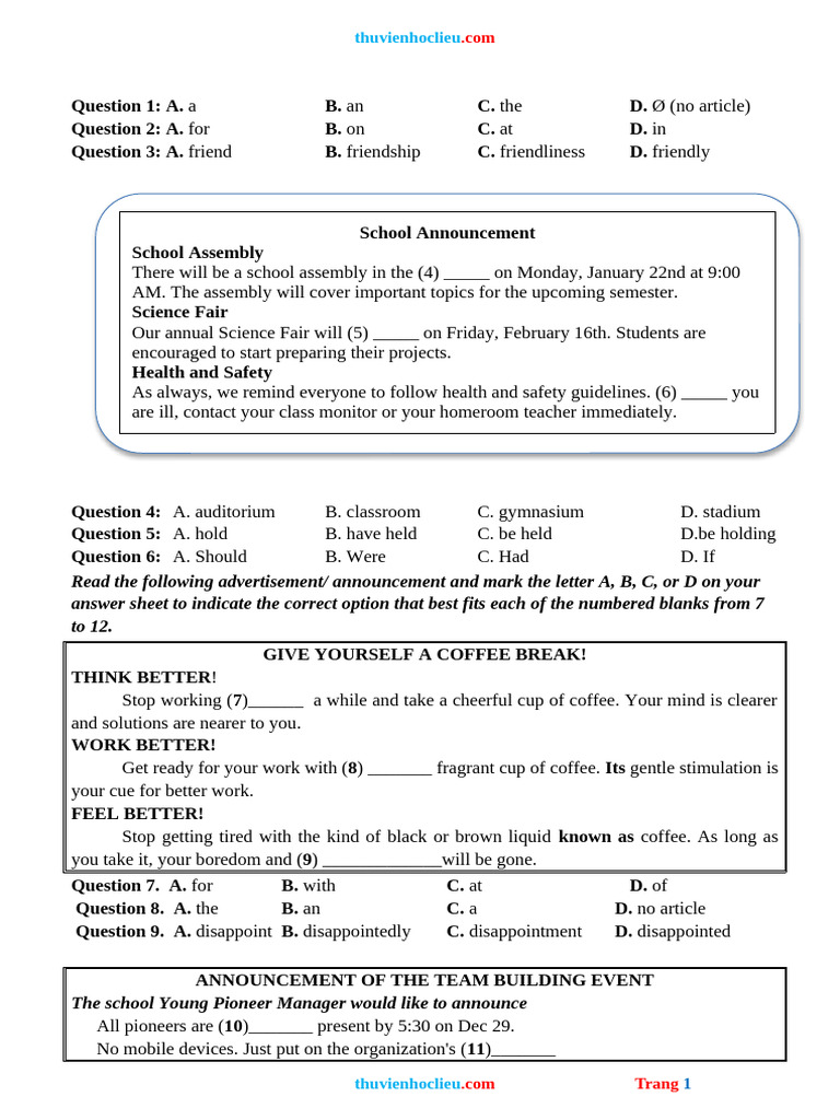 English Language Practice Questions | PDF | Mass Media | New Media