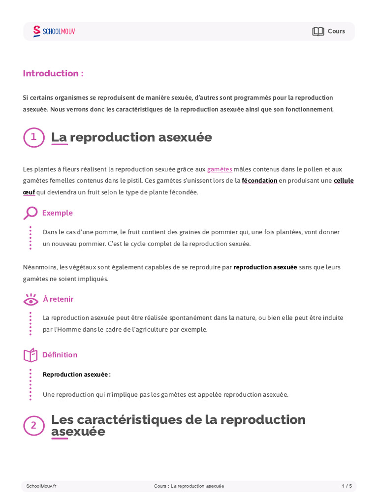 Comprendre la reproduction asexuée | PDF | la reproduction | Cellule ...