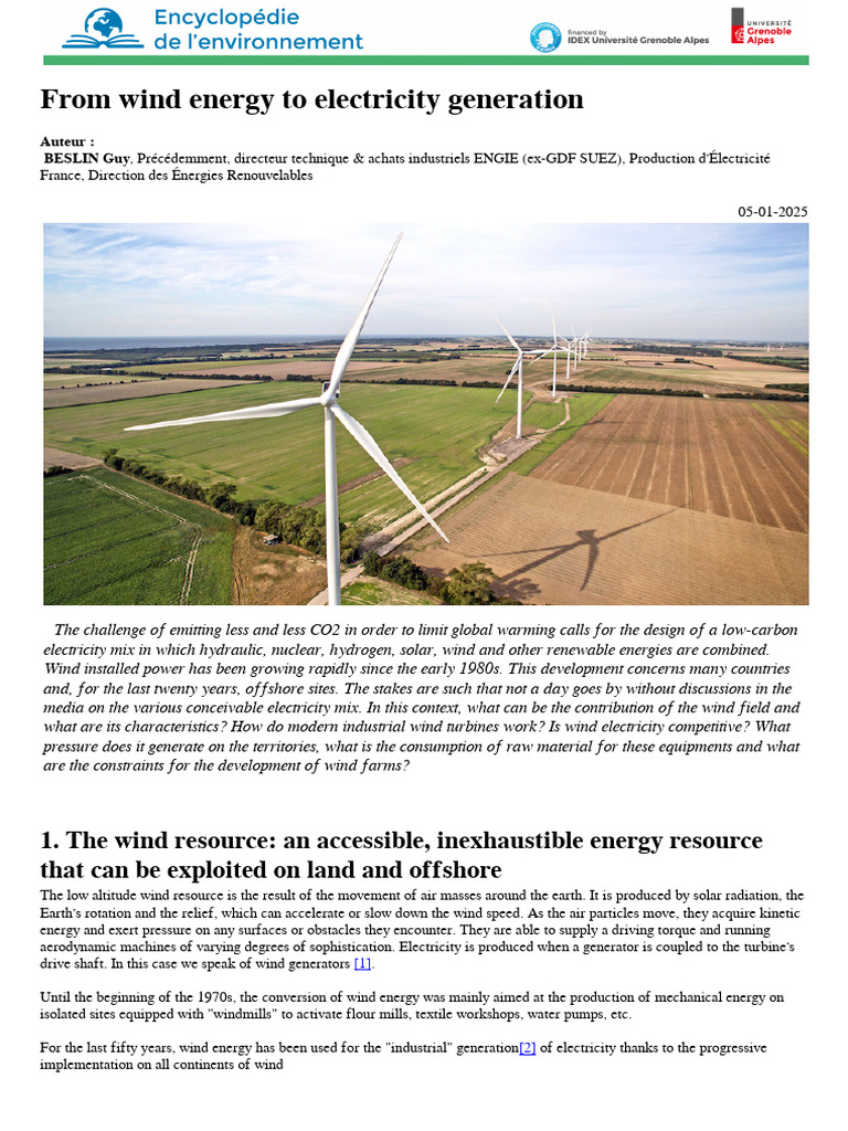 Wind Energy: Harnessing Renewable Power | PDF | Wind Power | Wind Turbine