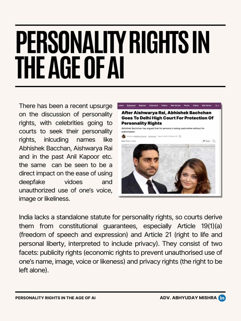 Personality Rights in The Age of Ai by Adv Abhyuday Mishra 1757601356 ...