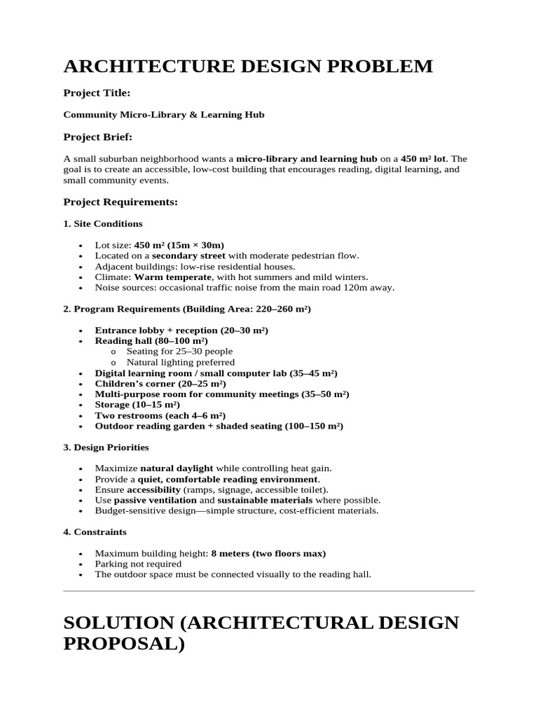 Community Micro-Library Design Proposal | PDF | Ventilation ...