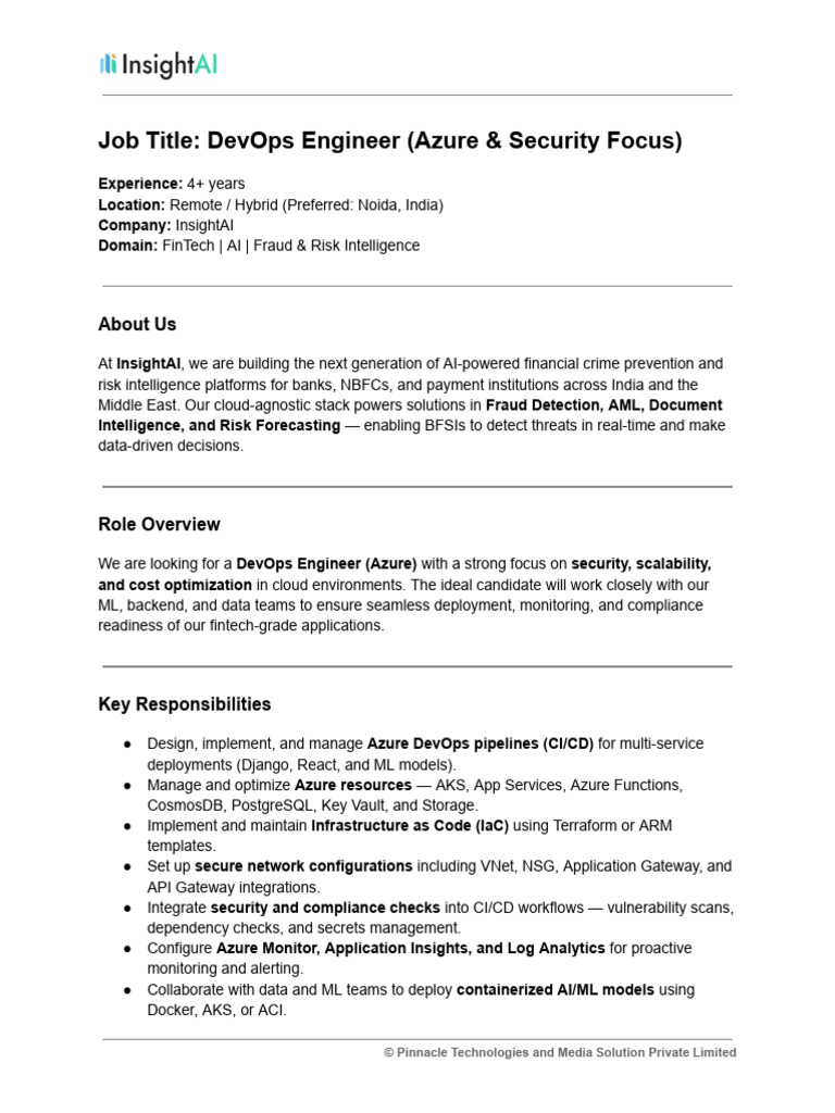 Azure DevOps - Job Description | PDF | Microsoft Azure | Cloud Computing