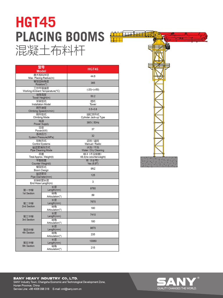 Sany Hgt45 Placing Booms - 093342 | PDF