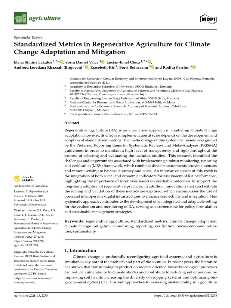 Standardized Metrics in Regenerative Agriculture F | PDF | Agriculture ...