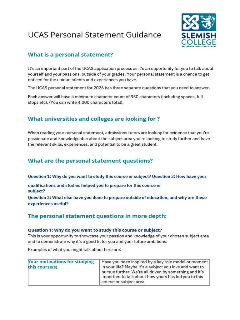 UCAS Personal Statement Tips 2026 | PDF | Artificial Intelligence ...