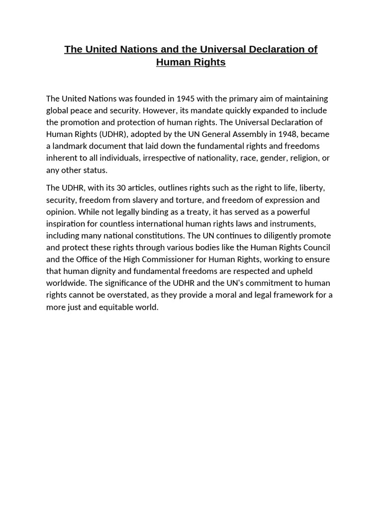 UN and the Universal Declaration of Human Rights | PDF