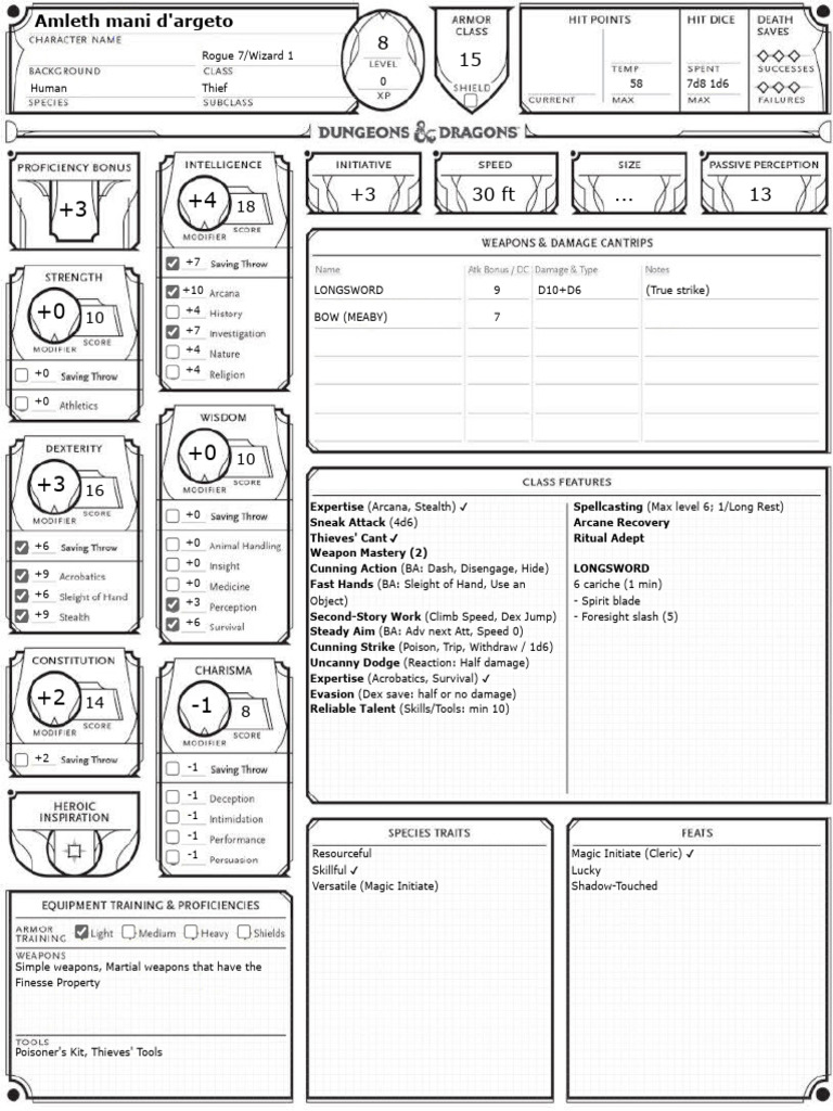 Amleth: Rogue-Wizard Character Build | PDF | Fantasy Role Playing Games ...