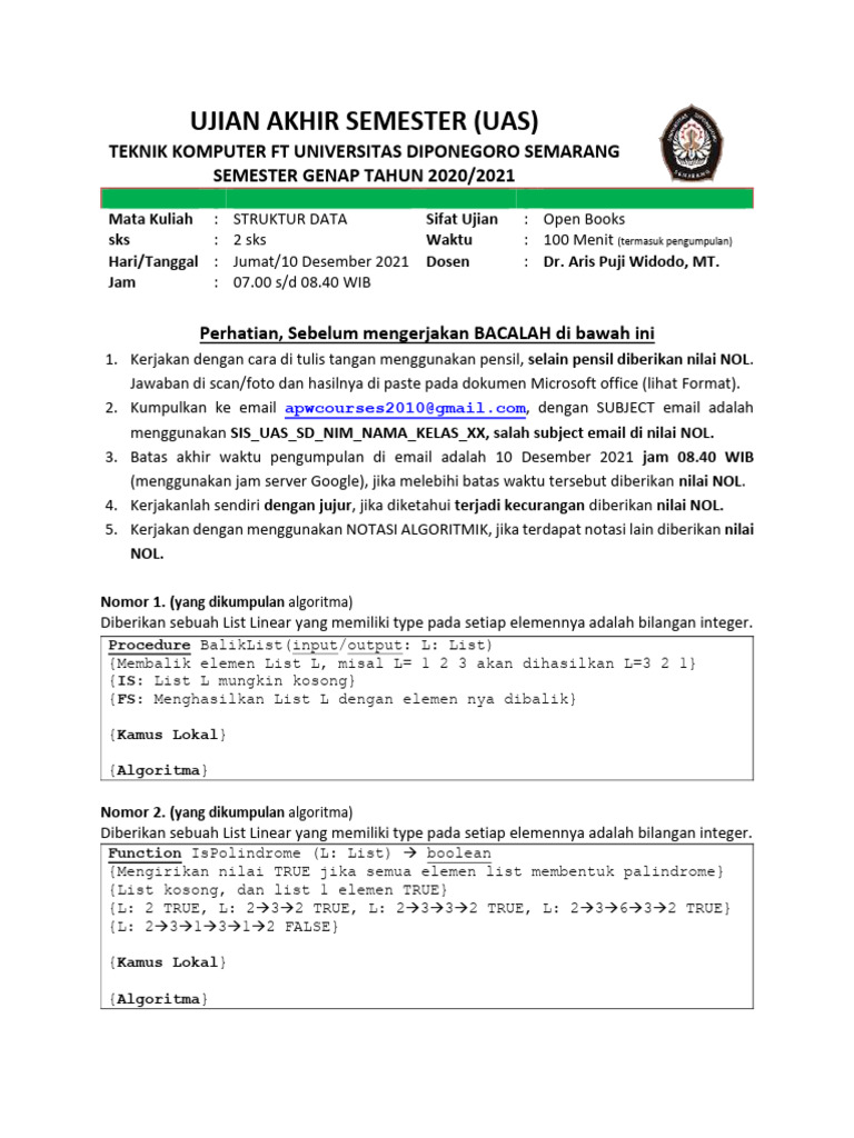 UAS Struktur Data Teknik Komputer 2021 | PDF