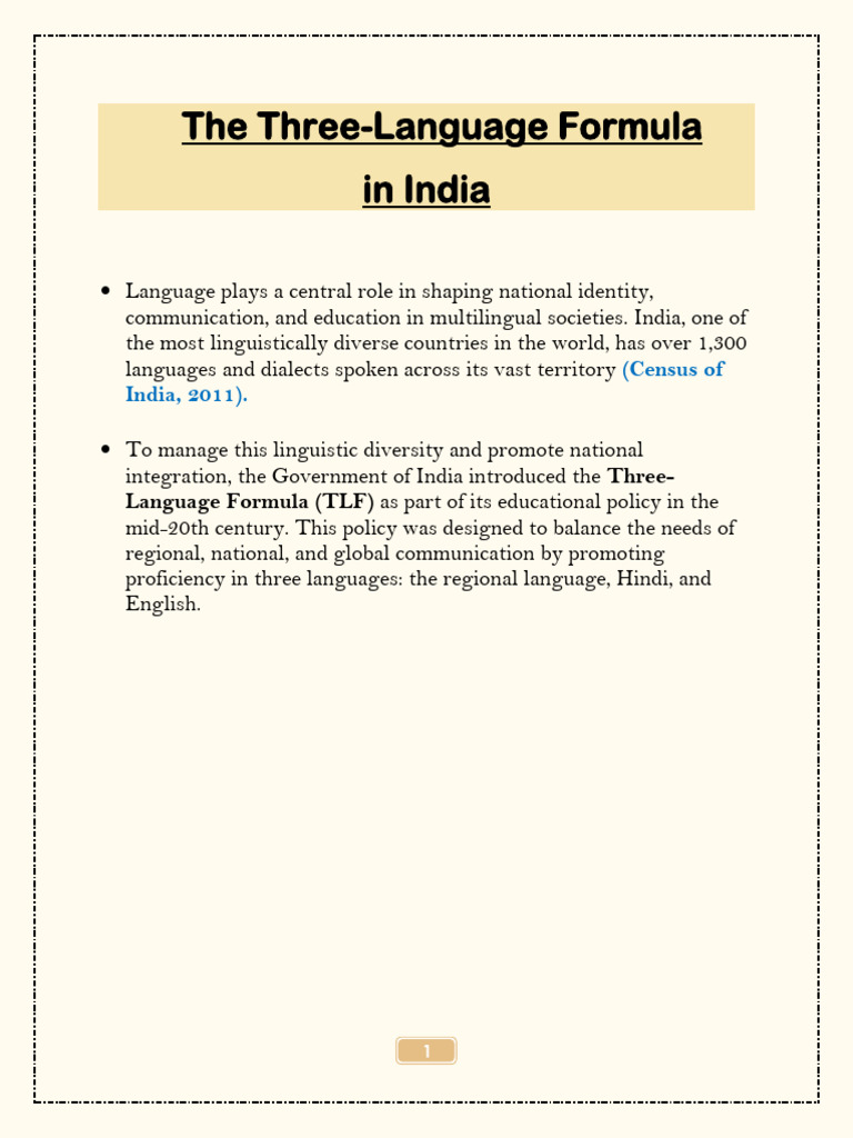 India's Three-Language Formula Explained | PDF | Multilingualism ...