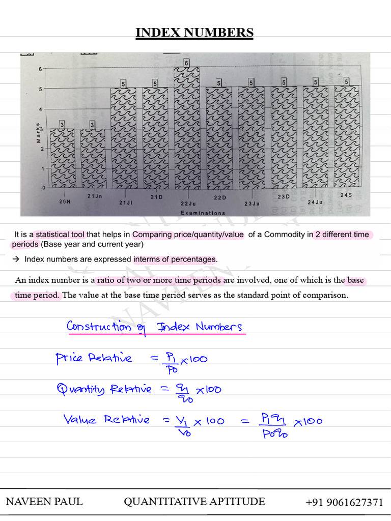Quantitative Aptitude Index Numbers Guide | PDF | Index (Economics ...