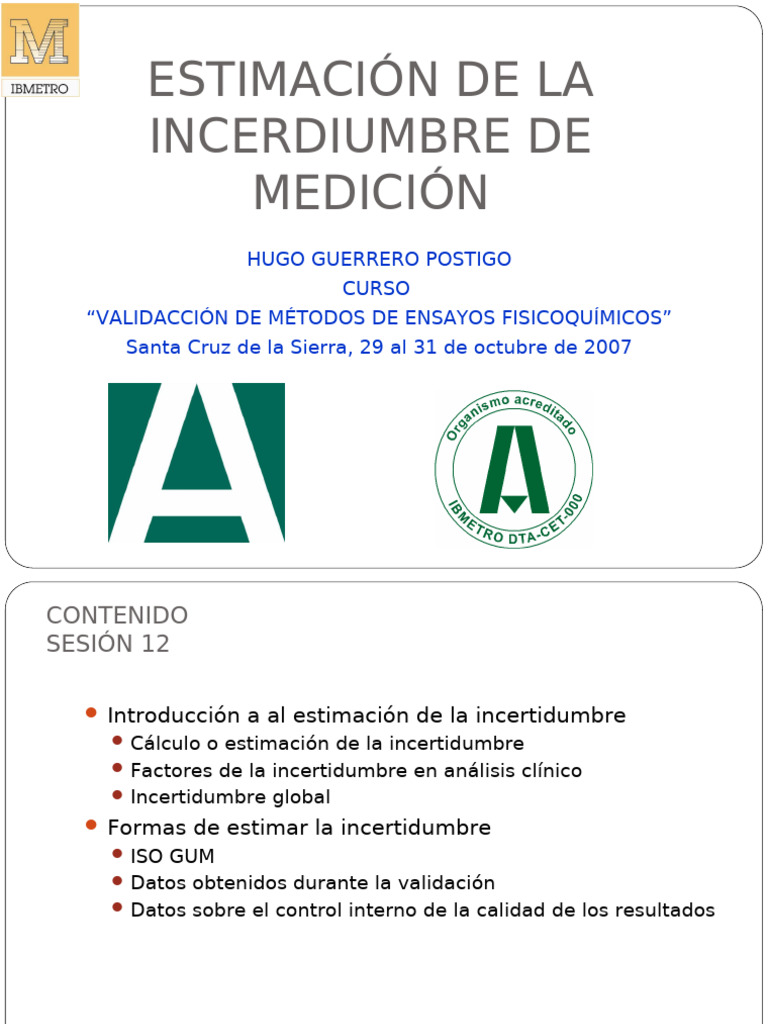 Sesión 12 Incertidumbre | PDF | Incertidumbre | Teoría de la estimación