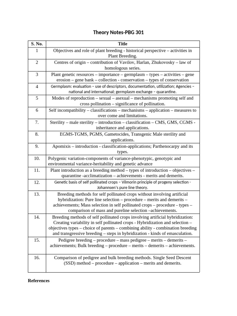 Plant Breeding Theory and Methods Overview | PDF | Plant Breeding ...