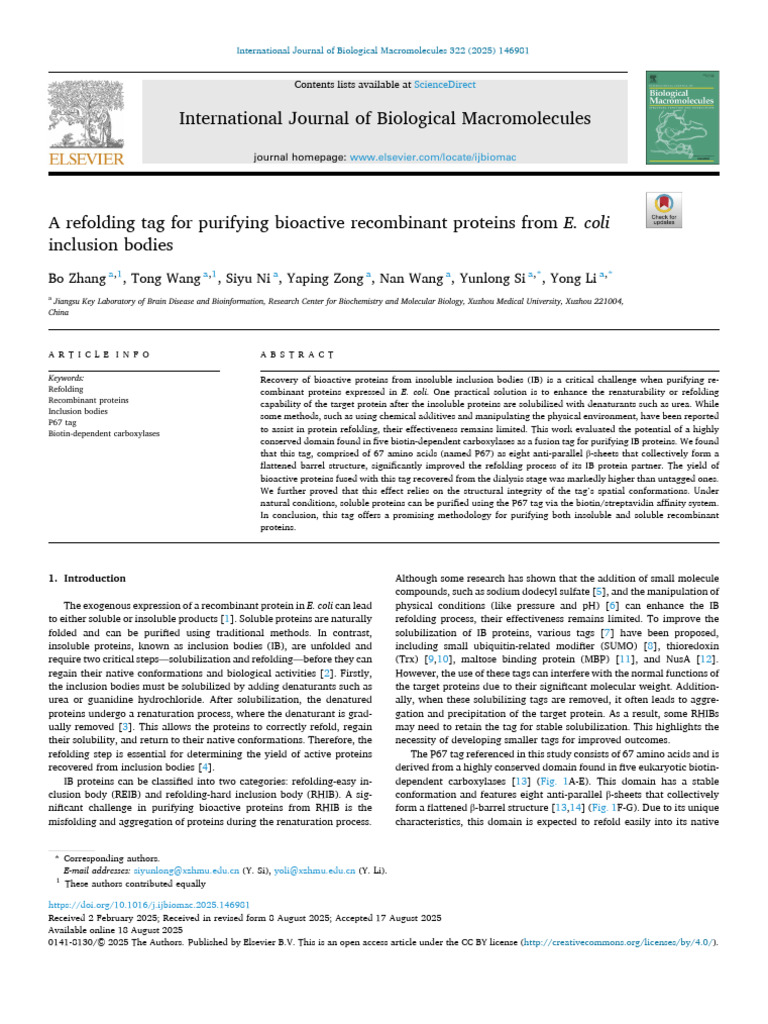 1 s2.0 S0141813025075385 Main | PDF | Proteins | Denaturation ...