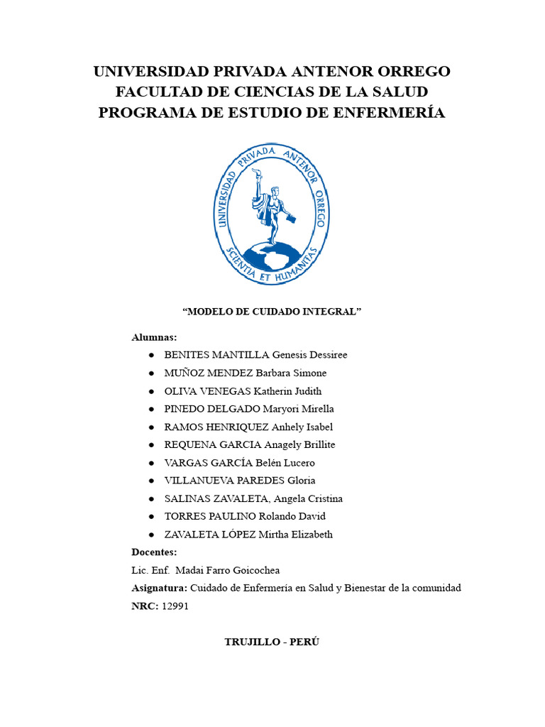 Modelo de Cuidado Integral en Enfermería | PDF | Cuidado de la salud ...