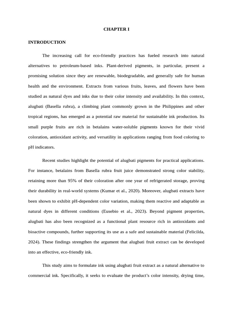 Eco-Friendly Ink from Alugbati Extract | PDF | Ink | Volatile Organic ...