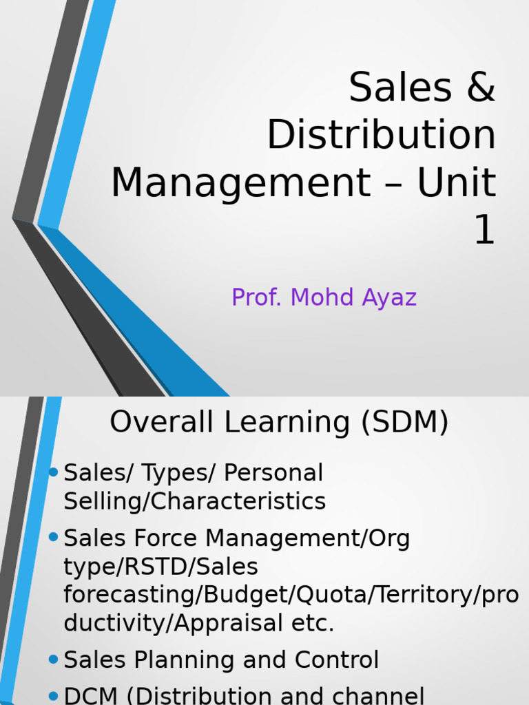 Sales and Distribution Management Overview | PDF | Sales | Marketing