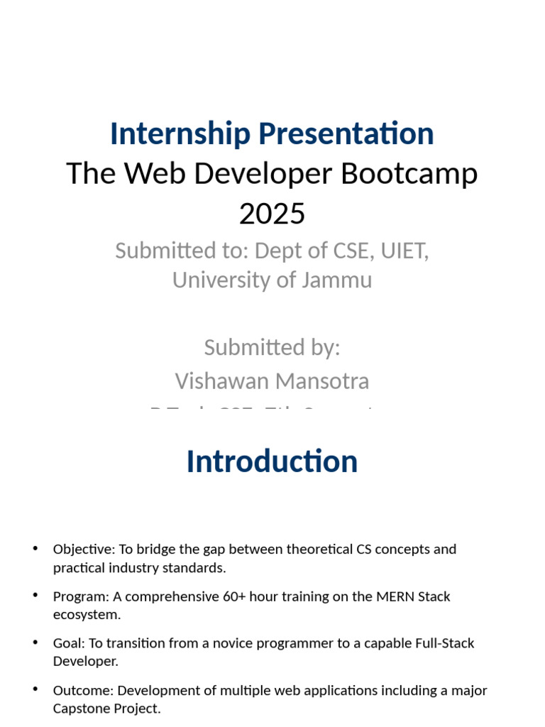 Web Developer Internship Presentation Extended | PDF | Document Object ...
