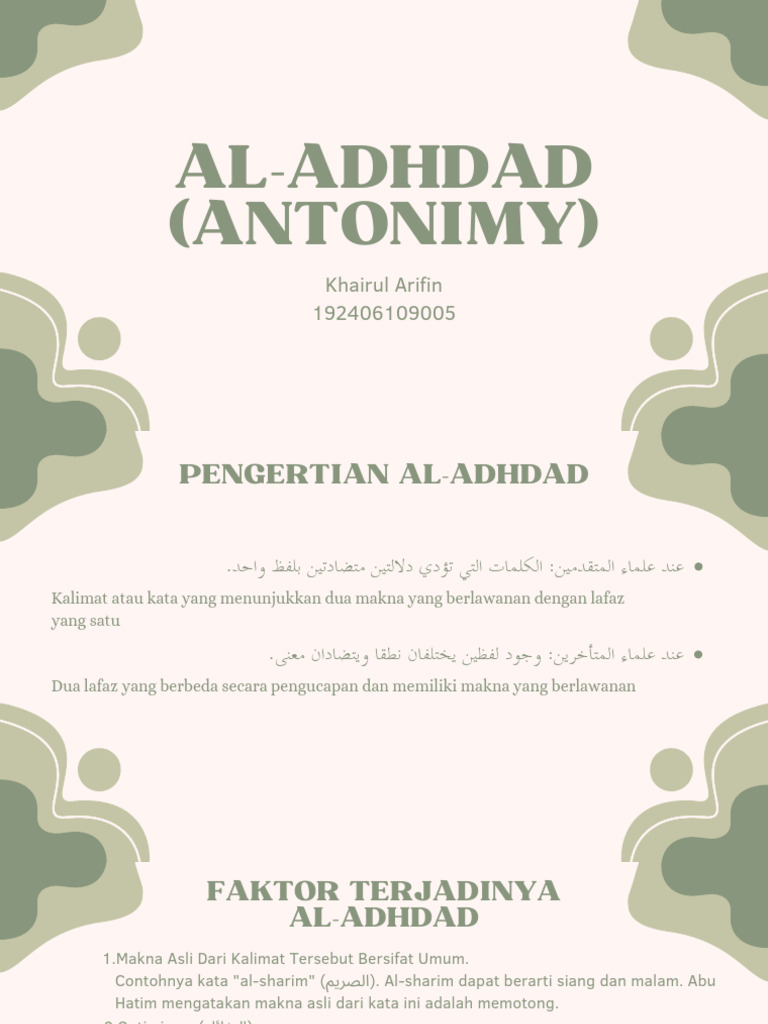 Pengertian dan Contoh Al-Adhdad | PDF