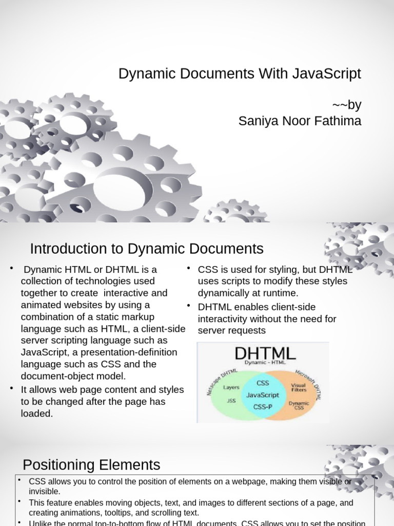 Dynamic Documents With JavaScript - PPTX by Saniya (1) .pptx2 | PDF ...
