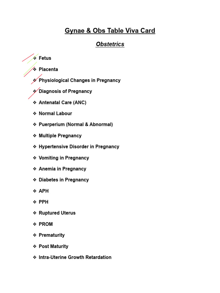 Comprehensive Gynae & Obs Study Guide | PDF