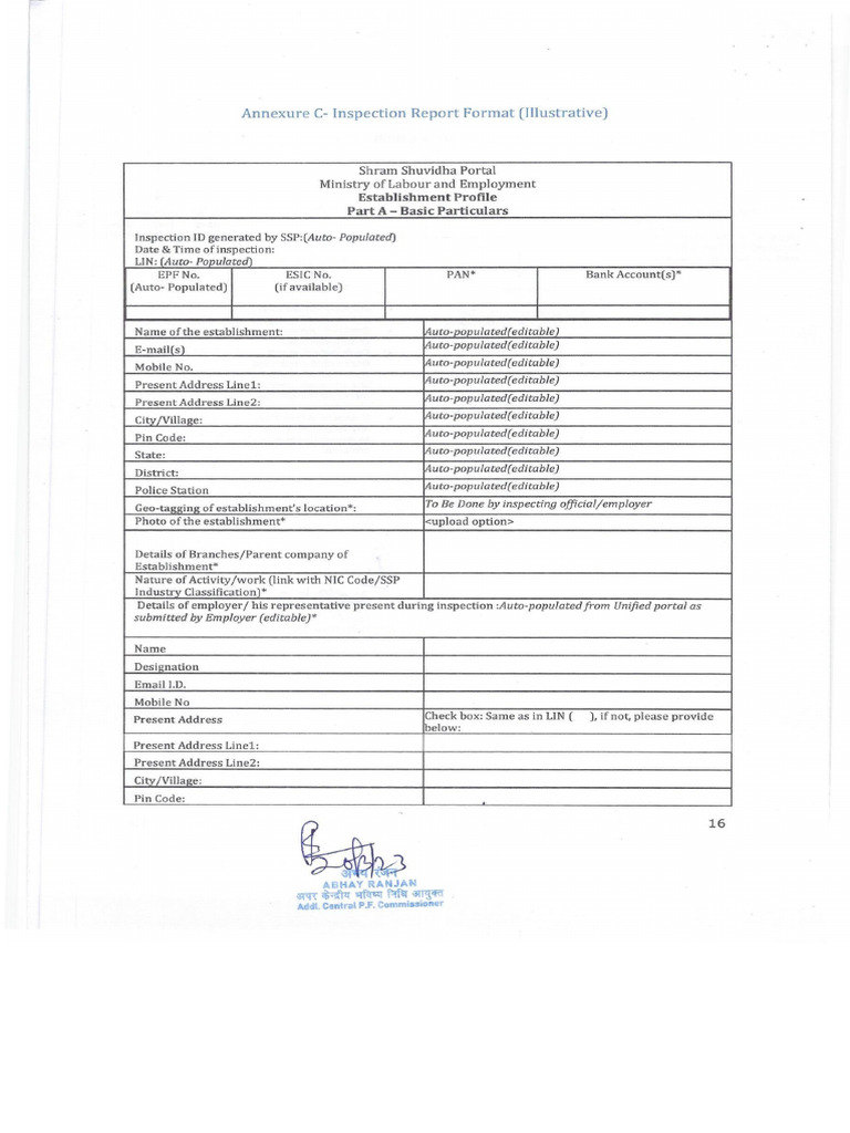 PF Inspection Register (Sample) | PDF