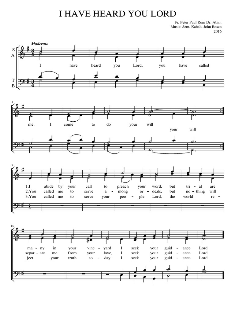 I Have Heard You, Lord - Music Sheet | PDF