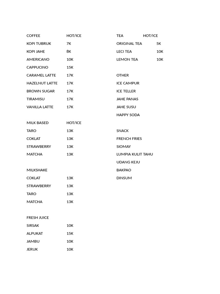 Menu GBK | PDF