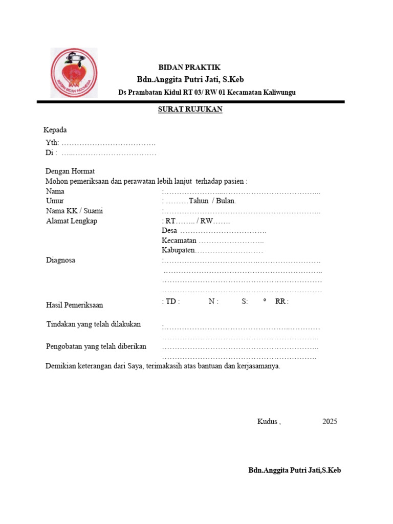 Surat Rujukan Bidan Anggita Jati | PDF