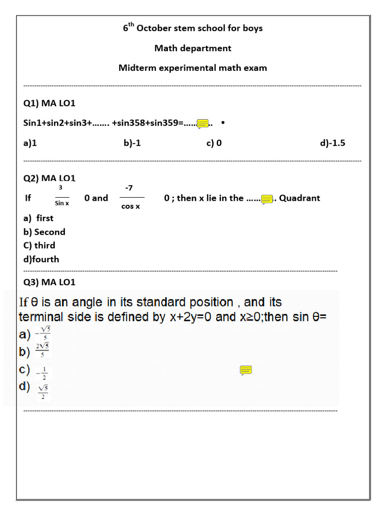 Math Exprimental Midterm Exam | PDF