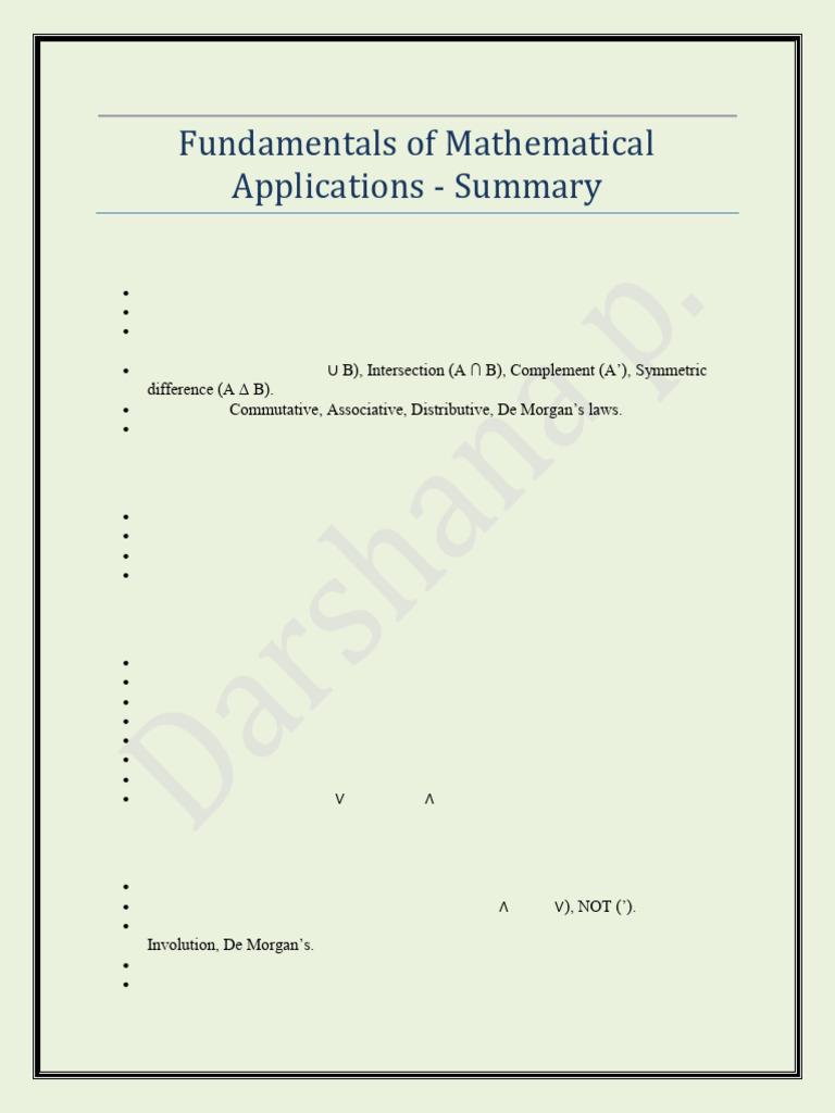 Fundamentals of Mathematical Applications (Theory) | PDF | Matrix ...