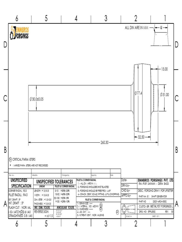 Forging Specifications for Shaft Generator | PDF