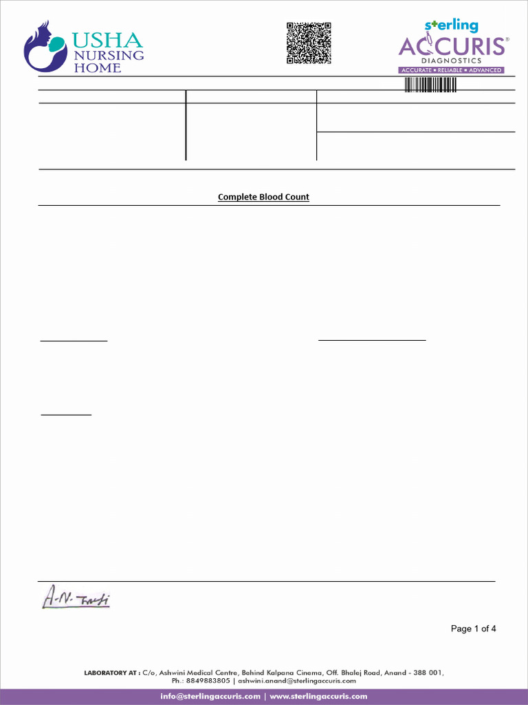 Laboratory Test Report: Complete Blood Count | PDF | Anatomy | Medicine