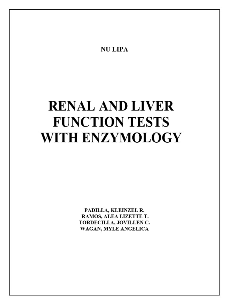 Renal and Liver Function Tests Overview | PDF | Kidney | Medical ...
